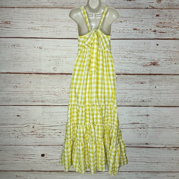 Free People Beach Club Gingham Maxi Dress in Sunshine Yellow/White Sz M - Picture 11 of 16